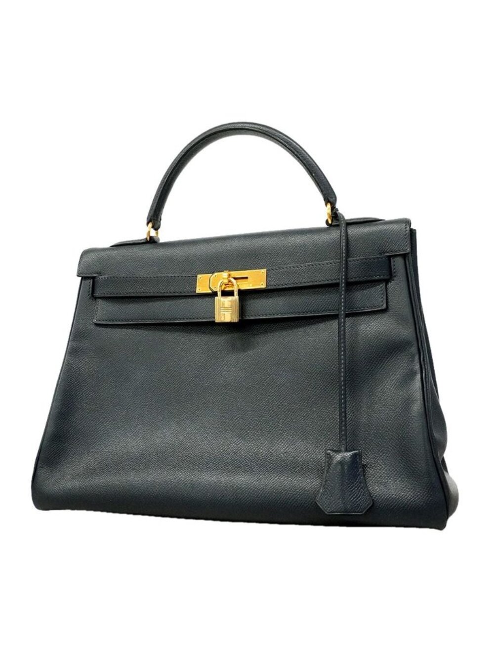 Hermes Handbag Kelly 32 Courchevel Navy Gold